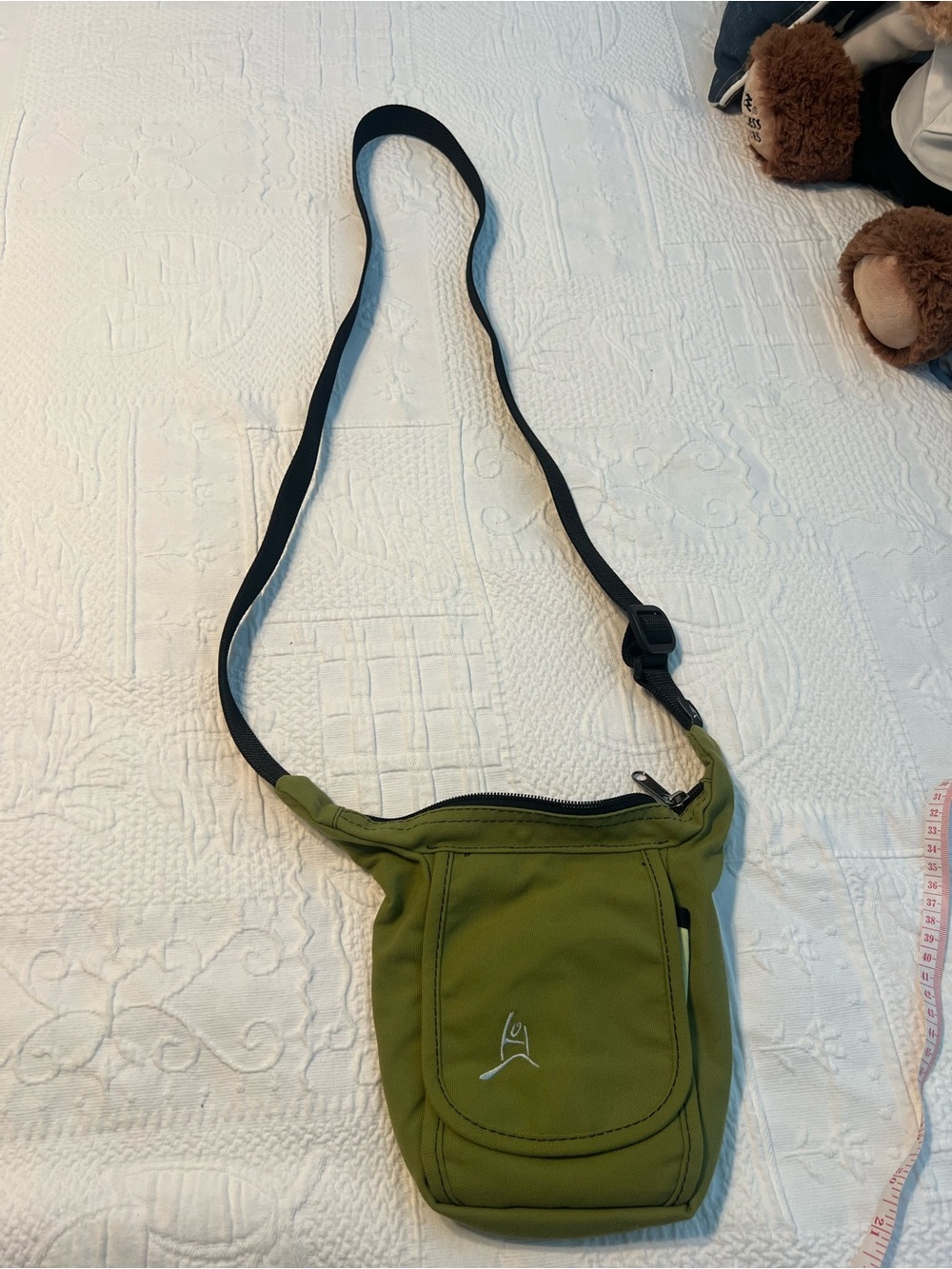 Olive Green Crossbody Sling Bag with Adjustable Strap - Unbranded